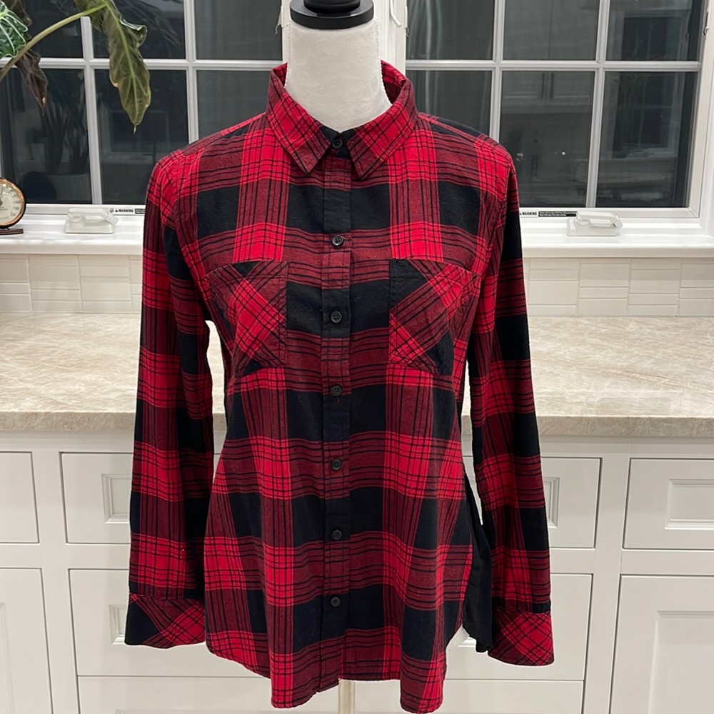 Beach Lunch Lounge red buffalo plaid check shirt